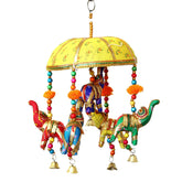 Multicolor Handcrafted Decorative Five Elephant Wall for Home Decor,